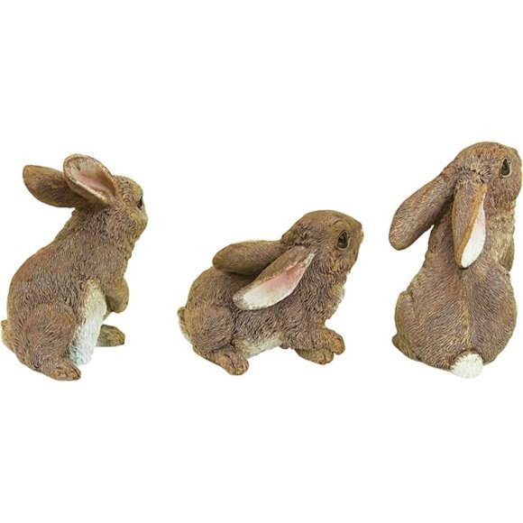 The Bunny Den Rabbits Indoor/Outdoor Garden Animal Statues,3Inches Wide,4 Inches - Picture 3 of 6